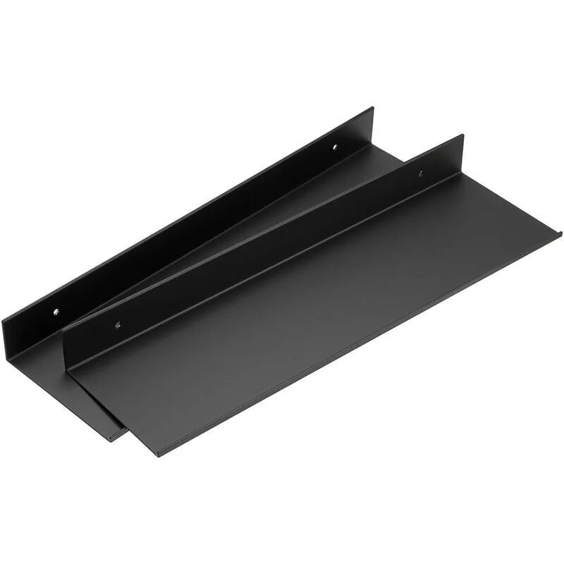 VURAHOME - 2pcs étagère Murale en Alliage d’Aluminium pour Salle de Bain,Cuisine,Chambre,Salon (40CM,Noir)