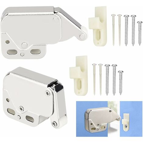 2PCS Fermeture à Ressort Porte d'Armoire Charnière Porte Placard en Inox Fermeture à Ressort Porte d'Armoire Ressort Porte d'Armoire Charnière de Porte avec 6 Vis 4 Clous pour Porte Fenêtre