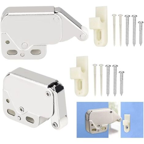 2PCS Fermeture à Ressort Porte d'Armoire Charnière Porte Placard en Inox Fermeture à Ressort Porte d'Armoire Ressort Porte d'Armoire Charnière de Porte avec 6 Vis 4 Clous pour Porte Fenêtre