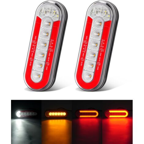 2Pcs Feu Arriere Remorque LED, Multifonctionnel 12V 24V, Etanche IP67 ABS, Pour Camion Caravane Tracteur