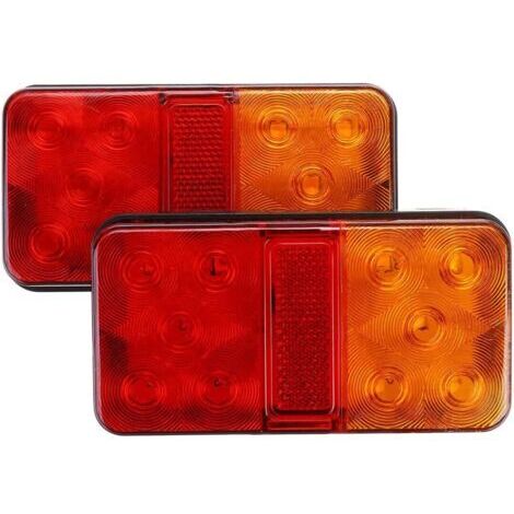 2Pcs Feux Arrières LED 12V Feux de Frein Multifonctionnel Feux Remorque LED Universel pour Véhicule Caravan Camion Tracteur