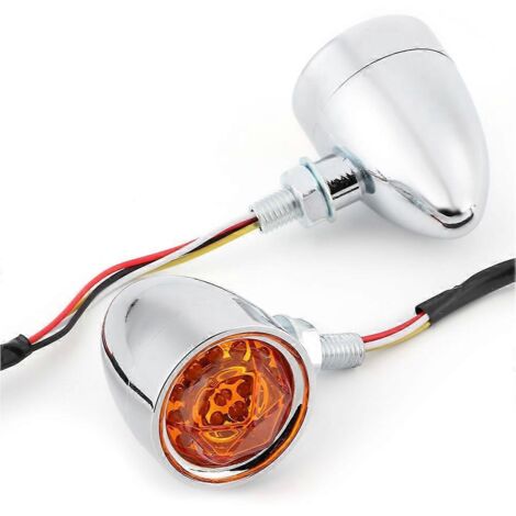 2pcs Feux de Clignotants LED Moto, Ampoules d'Indicateur de Direction Électroplaquées, Fixation par Boulon de 10mm, Lampes d'Angle pour Motocycle, Signalisation Latérale.