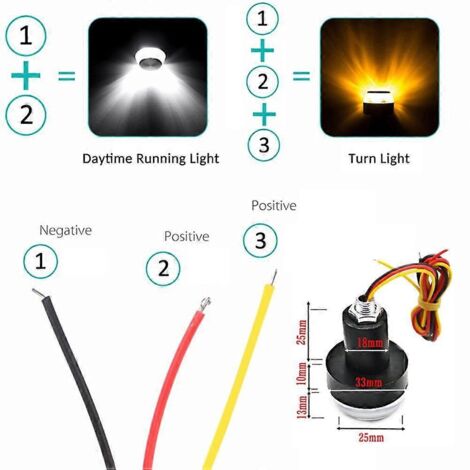 2pcs Feux de Clignotants LED Moto Guidon, Indicateurs de Direction pour Extrémité de Poignée, Feu Arrière Moto, Phare de Guidon pour Motocyclette