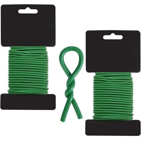 2Pcs Fil de Fer Jardin 3.5mm10m Attache Plante Lien de Tuteurage Souple Fil Jardinage Vert Liens de Jardinage pour ligatures Attaches d'arbre avec Couverture en Caoutchouc Lien pour Végétaux