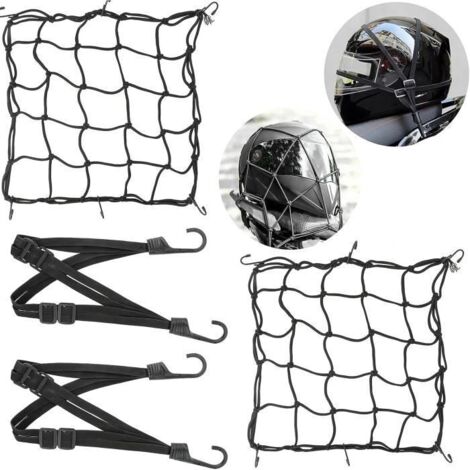 2Pcs Filet à Bagages Araignée Elastique 40X40cm+2Pcs Ceinture de Bagages Elastique 60cm, Filet élastique, Filet de Bagage de Moto