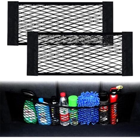 2Pcs Filet Rangement de Coffre Voiture,Filet Coffre Voiture,Élastique Filet de Rangement de Coffre avec Magic Sticker pour Camion