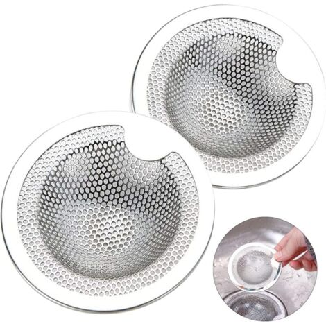 2PCS Filtre à Évier en Acier Inoxydable Filtre Evier Cuisine Filtre de Vidange INOX Crépine d'Évier Grille Evier Cuisine pour Evier de Cuisine, Salle de Bain, Lavabo, Baignoires