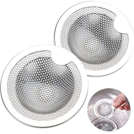 2PCS Filtre à Évier en Acier Inoxydable - Filtre Evier Cuisine - Filtre de Vidange INOX - Crépine d'Évier - Grille Evier Cuisine - Pour Evier de Cuisine, Salle de Bain, Lavabo, Baignoires