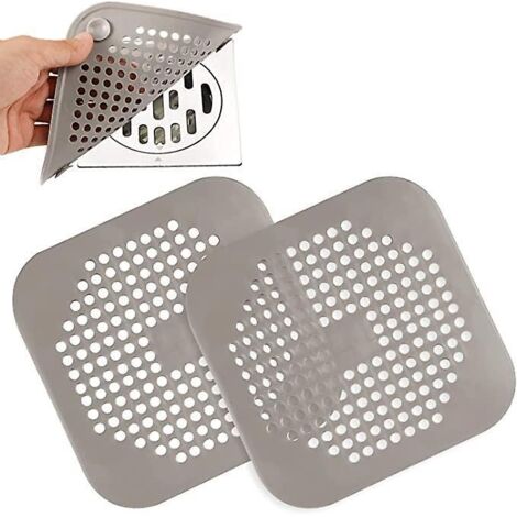 2pcs Filtre  Cheveux En Silicone Gris, Filtre De Protection De Drain, Couvercle De Drain De Douche, Filtre D'vier Avec Ventouse Pour Capturer Les