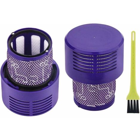 2pcs Filtres pour Dyson Cyclone V10 SV12 Series V10 Absolute/Animal/Total Clean/Motorhead Aspirateurs, Filtre de Rechange Accessoires 969082-01, avec Brosse de Nettoyage