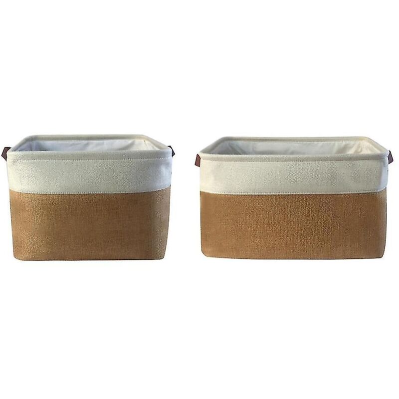 Fei Yu - Lot de 2 boîtes de rangement pliables en tissu et lin avec poignées