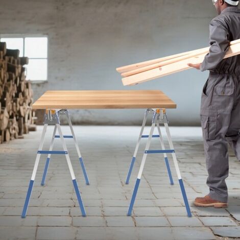 2pcs Folding Saw Horse Heavy Duty Trestle Sawhorse Stand 1200KG Max Load Capacity