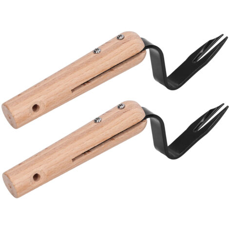 2Pcs Forked Head Hand Weeder Puller Wood Handle Remove Weeds Shovel Garden Weeding Fork Trimming Tools Planting Gadgets