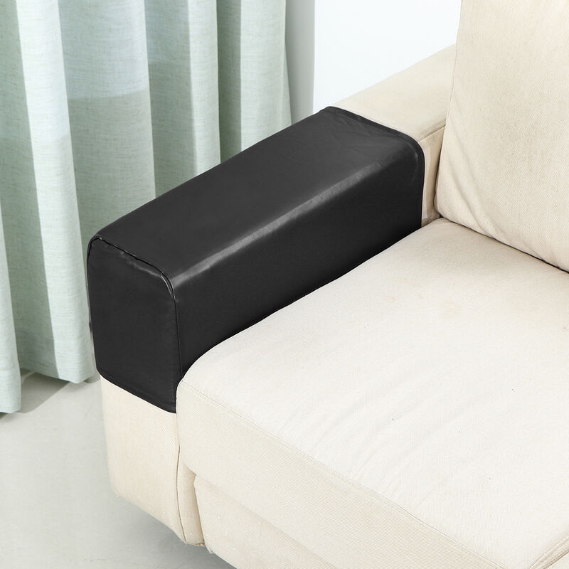 

2pcs Fundas de Cuero PU para Muebles Sofá, Protector Extensible de Sillón Negro