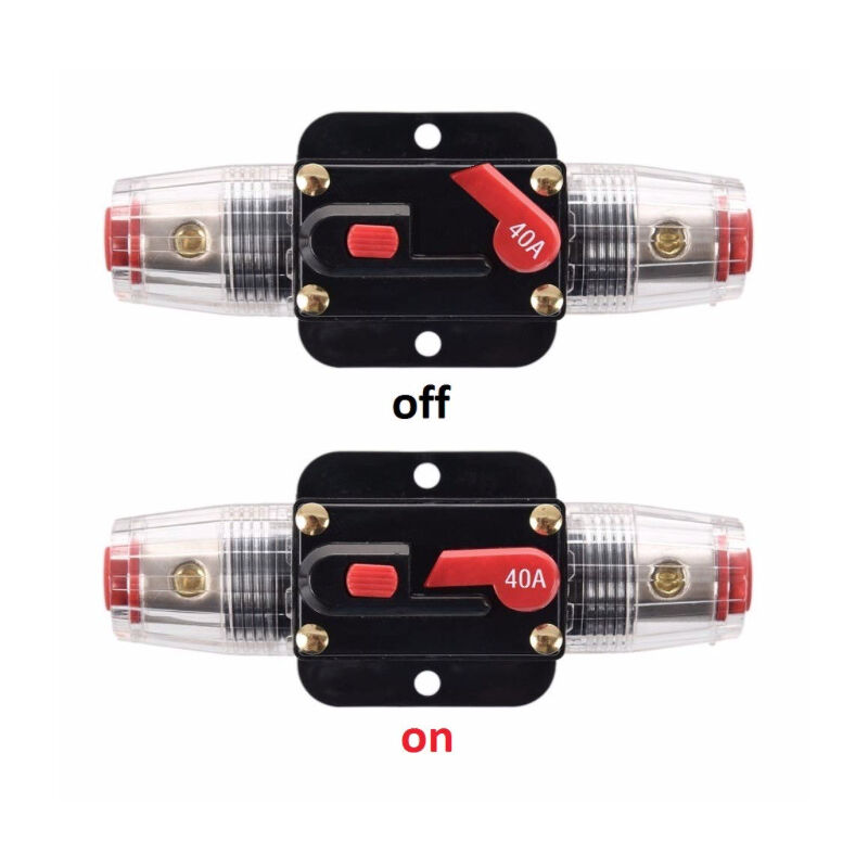2PCS Fusible de réinitialisation de disjoncteur en ligne 40A, porte-fusible de réinitialisation 12V-24V DC 40A avec réinitialisation manuelle pour la