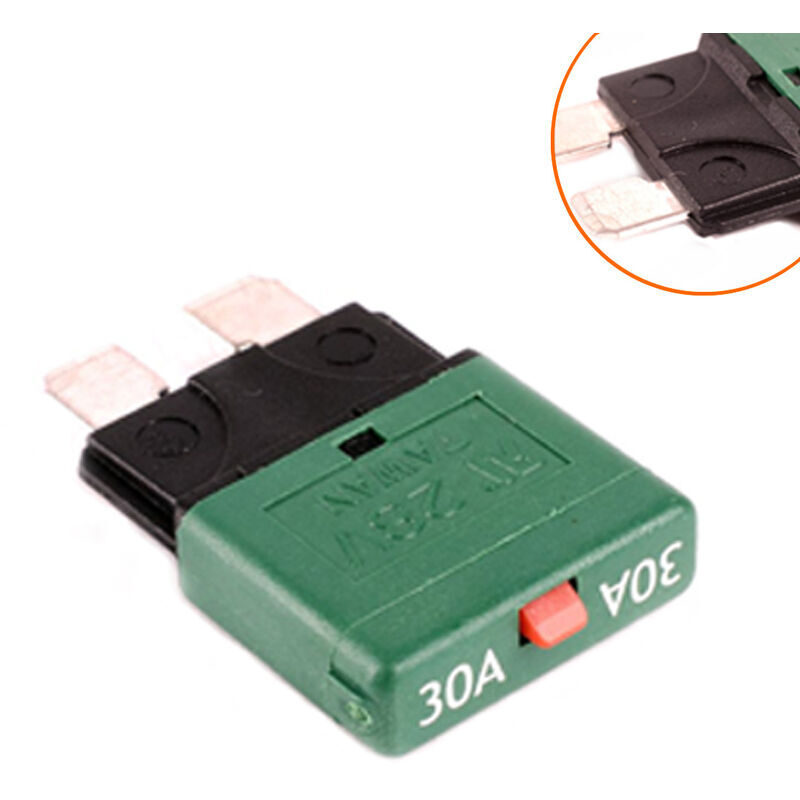 2PCS Fusible de voiture 30A/disjoncteur à fusible à réinitialisation moyenne/prise de fusible à lame