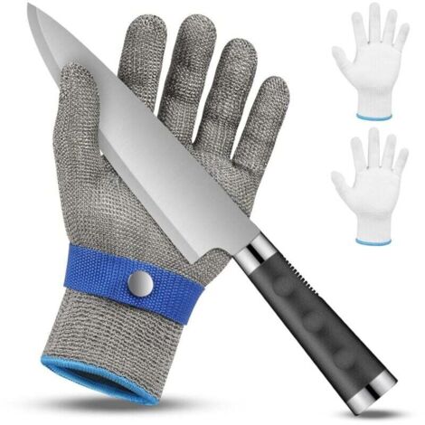 2pcs Gant anti Coupure Niveau 9, Gants Anti Coupure, Gant de Boucher Résistant aux Coupures, Gants Résistants Coupures acier Inoxydable, Protection Contre les Coupures du Quotidien(L)