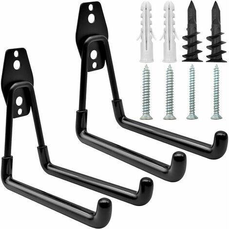 2pcs Garage Hooks Metal Double Wall Hooks Garage Hook Holder for Hanging Garden Tools