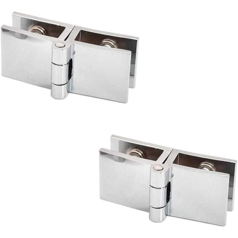 Ahlsen - 2pcs] Glass Door Hinge Wine Cabinet Display Cabinet Door Hinge Clamp Glass Hinge Clip Holder Thickness 5-8mm (180°)