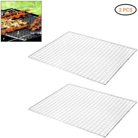 2Pcs Grill Mesh Mats Stainless Steel Non Stick Mesh Grill Mats Back Grids for Grilling Meat Vegetable Seafood