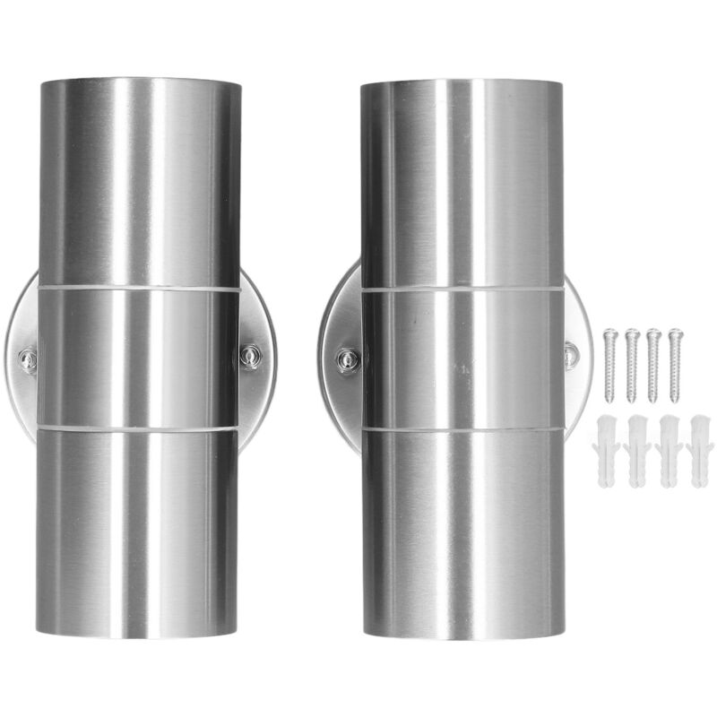 2pcs GU10 en Acier Inoxydable Up Down Appliques Murales D'extérieur étanches Applique Murale D'extérieur Cylindre LED étanche Up Down Applique Murale