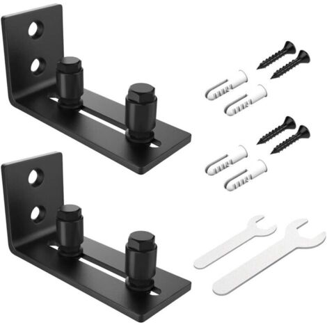 2PCS Guide Sol Porte Coulissante, Guide de plancher Porte, Rail de Sol Pour Porte De Grange, Guide Pour Le Sol du Support du Sol Coulissant Pour Montage Mural Réglable en Acier au Carbone