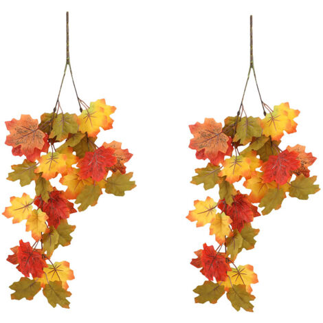 2pcs Halloween fausses fleurs, accessoires de fleurs de simulation, fleurs en plastique de mariage à la maison et à l'extérieur(Feuille d'érable à deux fourches)