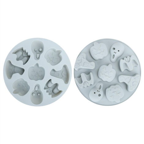 2pcs Halloween Pattern Silicone Mold Cake Chocolate Fondant Mould DIY Decorating Baking ToolGray