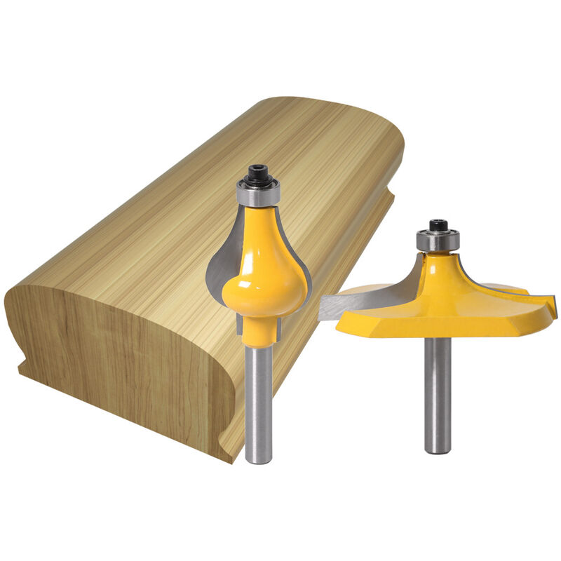 Ahlsen - 2pcs Handrail Router Bit Set - Standard/Flute Moulding Cutter - Shank for Staircase & rampes handrails