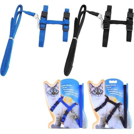 2Pcs Harnais réglable pour Chat, Laisse, Harnais pour Chat,Harnais pour Chaton, Harnais pour Chat,Corde de sécurité d'évacuation