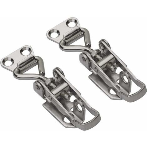 2PCS Hasp réglable pince à levier en acier Tension Lock Box, Avec Crochet Fermeture à Ressort en Acier pour Coffret, Boîte, Tiroir, Armoire, Trousse médical, Coffre à Outils