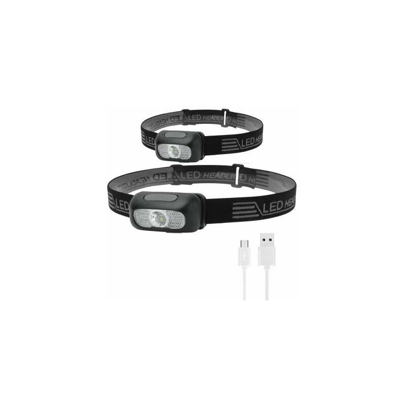 2PCS Headlamp with 5 Dimming Levels, Ultra Bright Rechargeable led Headlamp, Waterproof IPX5, Gesture Sensor, usb Adjustable Headlamp for Running,