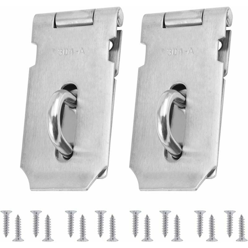 2Pcs Heavy Duty Hasp And Clip Lock, Stainless Steel Door Locks, Door Clasp with 16Pcs Screws, 4 Inches