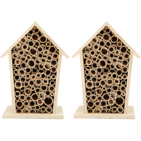 2PCS Hôtel à Abeilles en Bois, Nichoir Naturel pour Jardin Décoratif Refuge Insectes