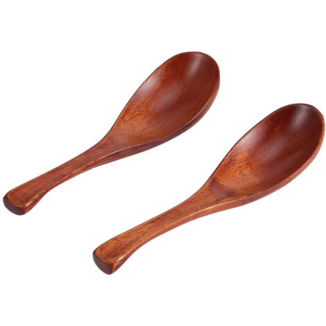 2pcs Household Kitchen Wooden Soup Short Handle Spoon Tableware Cutlery