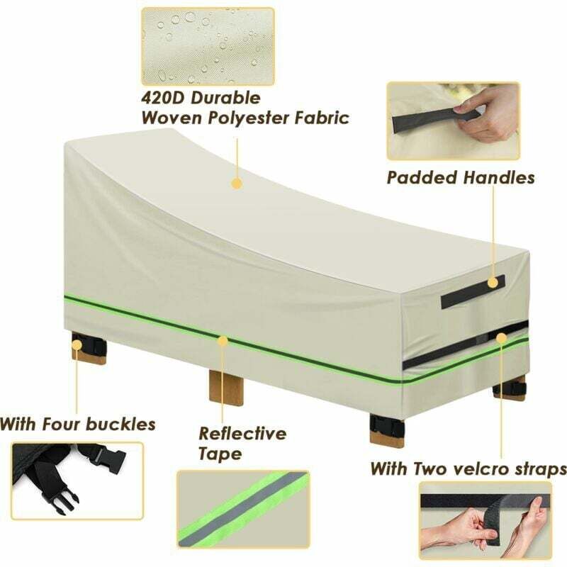 2PCS Housse de chaise longue inclinable imperméable Beige