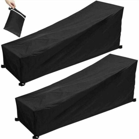 SHINING HOUSE 2PCS Housse pour Chaise Longue, 200x75x40/70cm Housse de Protection Bain de Soleil avec Cordon de Serrage, Tissu Oxford 210D Housse de Protection, Imperméable Chaise Longue de Jardin Coupe-Vent