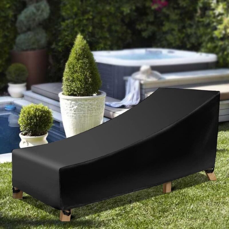2PCS Housse pour Chaise Longue, 210x75x80/40cm Housse de Protection Bain de Soleil avec Cordon de Serrage, Tissu Oxford 210D Housse de Protection,