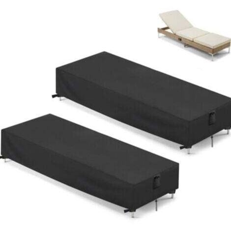 2PCS Housse pour Transat Jardin Housse de Chaise Longue de Jardin Housse de Protection Transat Bain de Soleil Extérieur Anti UV Housse de protection pour Chaise Longue( 210 x 75 x 30 cm)