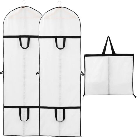 2pcs Housse Robe de Mariée 60x180cm Housse Vetement Anti Mite Housse Robe de Soiree pour Mariée et Robe de Demoiselle D'honneur Anti Poussière Pliable