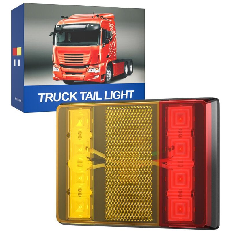 2PCS Imperméable 8 LED Feux arrière Rouge Jaune arrière arrière DC 12V-24V pour Camion de remorque Bateau de Voiture Styling Avertissement