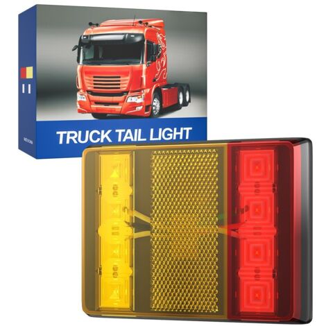 2PCS Imperméable 8 LED Feux arrière Rouge Jaune arrière arrière DC 12V-24V pour Camion de remorque Bateau de Voiture Styling Avertissement