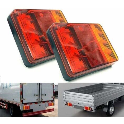 2PCS Imperméable 8 LED Feux arrière Rouge Jaune arrière arrière DC 12V pour Camion de remorque Bateau de Voiture Styling Avertissement