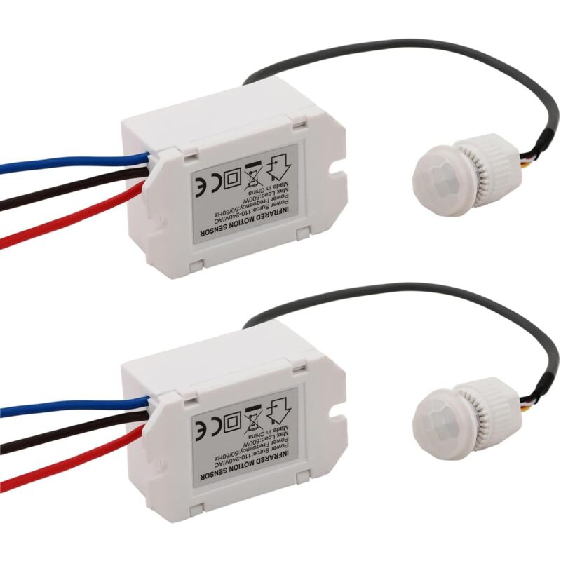 2Pcs Infrared Sensor Switch, Mini Infrared Motion Detector For Indoor Installation, Built-In Motion Sensor 220V, 8M Detection Range At 360°