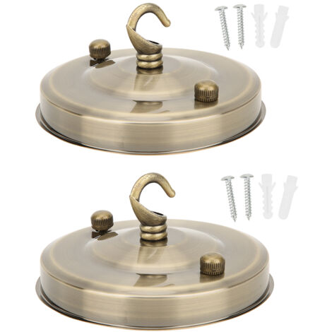 2PCS Iron Chandelier Hanging Plate Hook Ceiling Light Canopy Decoration DIY Fitting AccessoryBronze