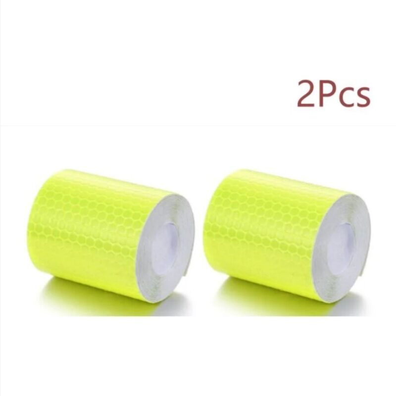 2Pcs Jaune Fluorescent 5cm 1M pour coller et couper - ruban réfléchissant résistant aux intempéries - ruban adhésif d'avertissement, réfléchissant et