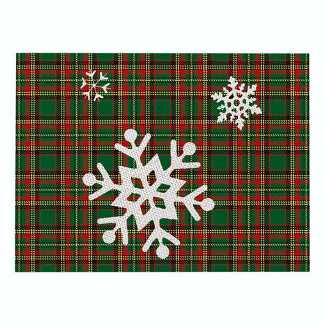 2pcs Kartokner 12x16"/32x42 cm Tapis de table de Noël,avec motif à carreaux, pour décoration de Noël, cuisine, salle à manger(Flocon de neige)