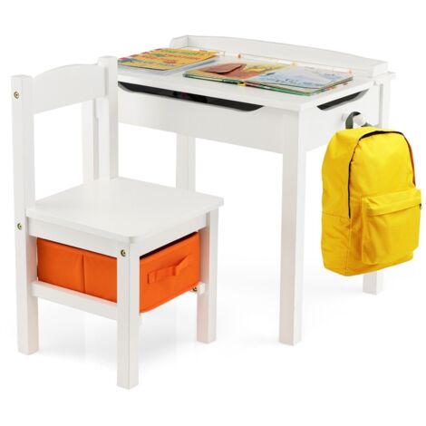 2PCS Kids Table & Chair Set  Toddler Play Furniture Flip Top Toddler Study Desk