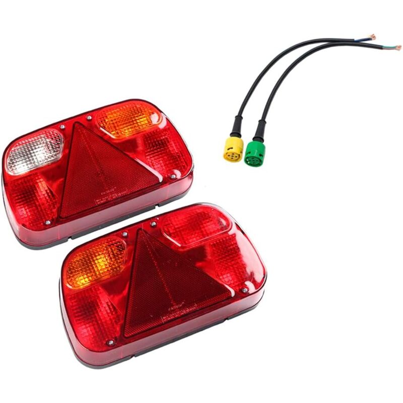 2PCS Kit Feu Arrière Remorque, 12V Feux Arriere Remorque De Lumière, Avec 2pcs Long de 30cm Câble de Prise de 5 Broches, Convient Pour