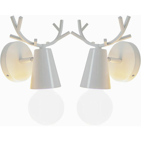 2pcs kreative moderne Eisen Wandleuchte Lampe E27 Hirschkopfform für Kinderzimmer Korridor Bar - Weiß - Weiß